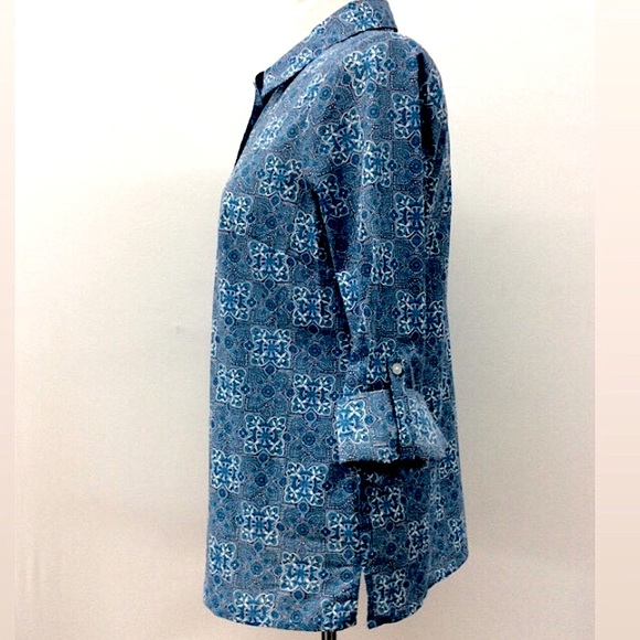 TALBOTS* (S/P) AZTEC Print Half-Button SHIRT, NNTS - Picture 4 of 11